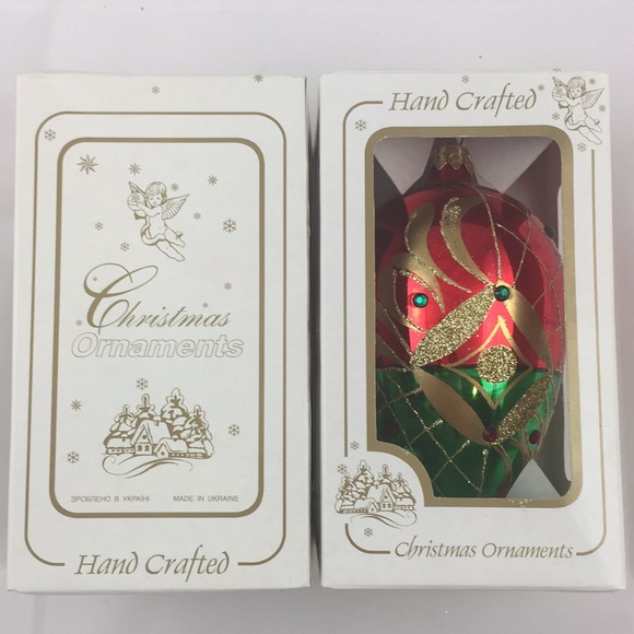 VINTAGE ARTISAN HANDCRAFTED RED EGG SHAPED CHRISTMAS ORNAMENT UPCYCLED - Picture 8 of 8